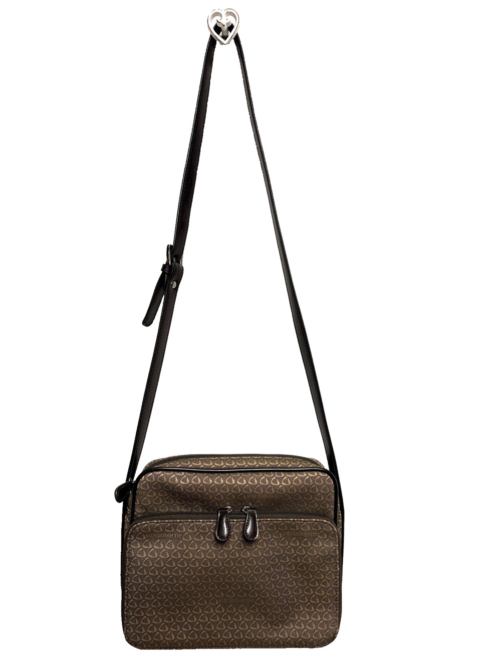 Vintage Liz Claiborne Taupe & Beige Crossbody Bag Purse
